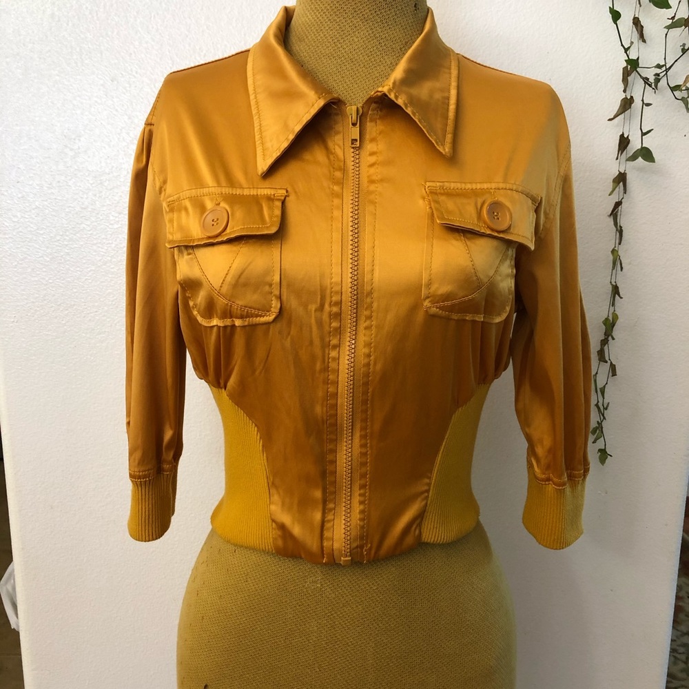 ashley by international yellow silk spring jacket